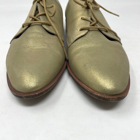 Madewell Frances Light Gold Metallic Leather Lace Up Oxford Shoes Womens 7.5 - Picture 5 of 17